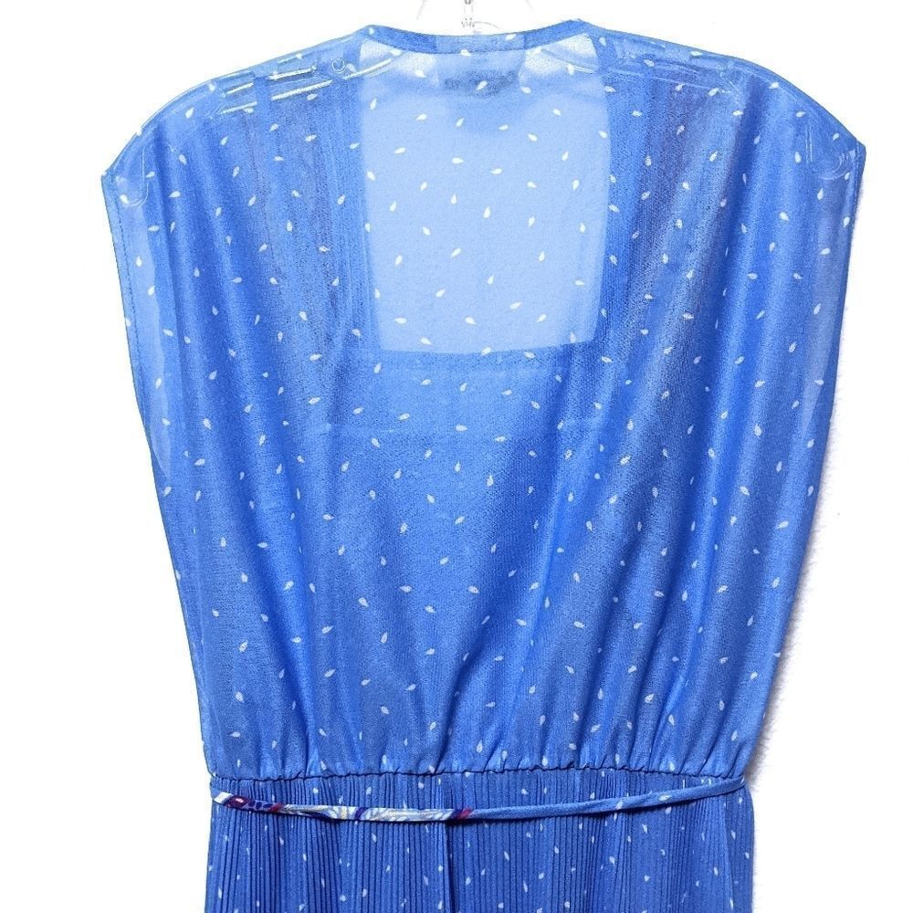 VINTAGE Caprican 70's Micro Pleat Midi Dress M - Picture 6 of 9